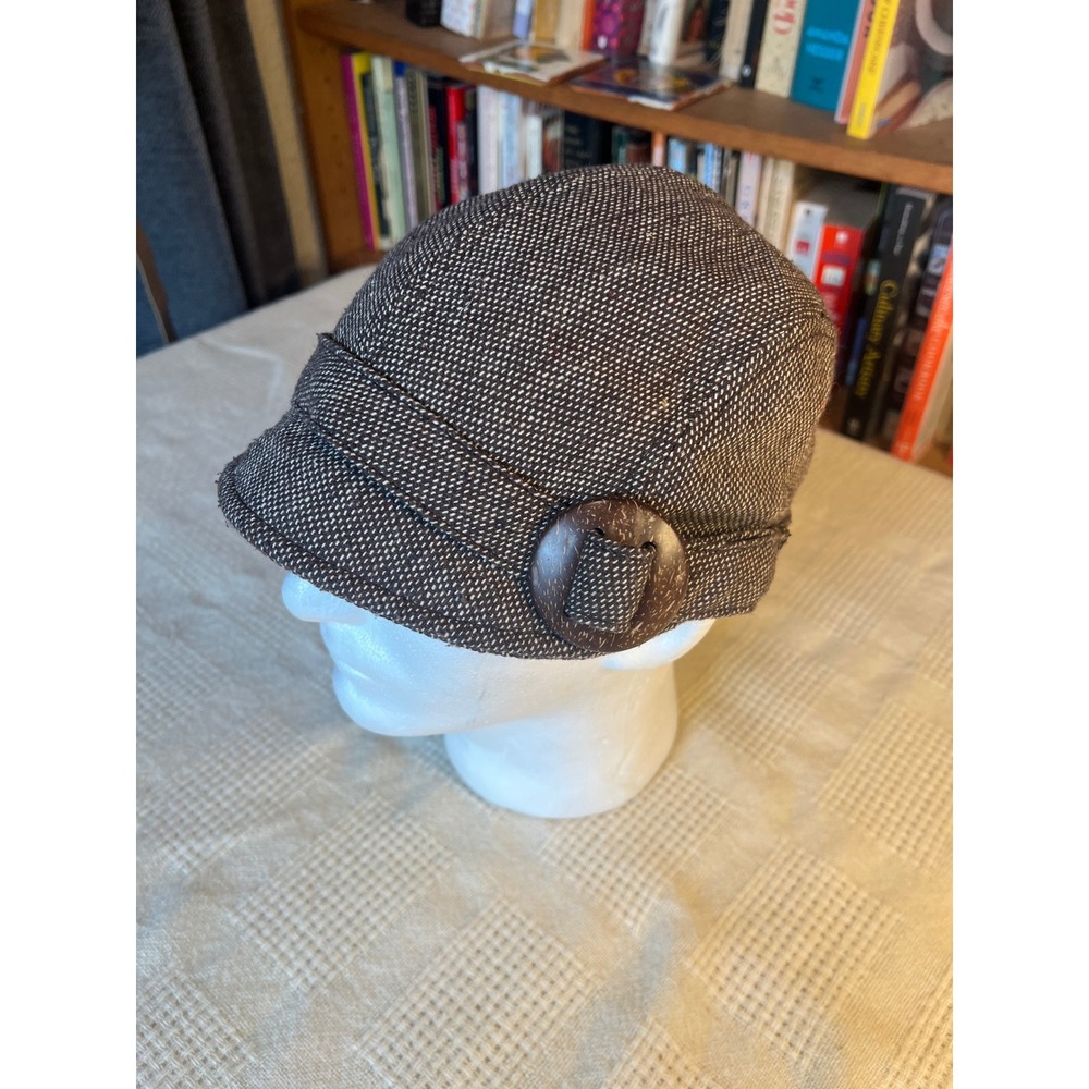 Goorin Bros Tweed Newsboy Cap Brown White‎ Plaid Accent Button Size S